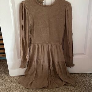 Brown high necked dress